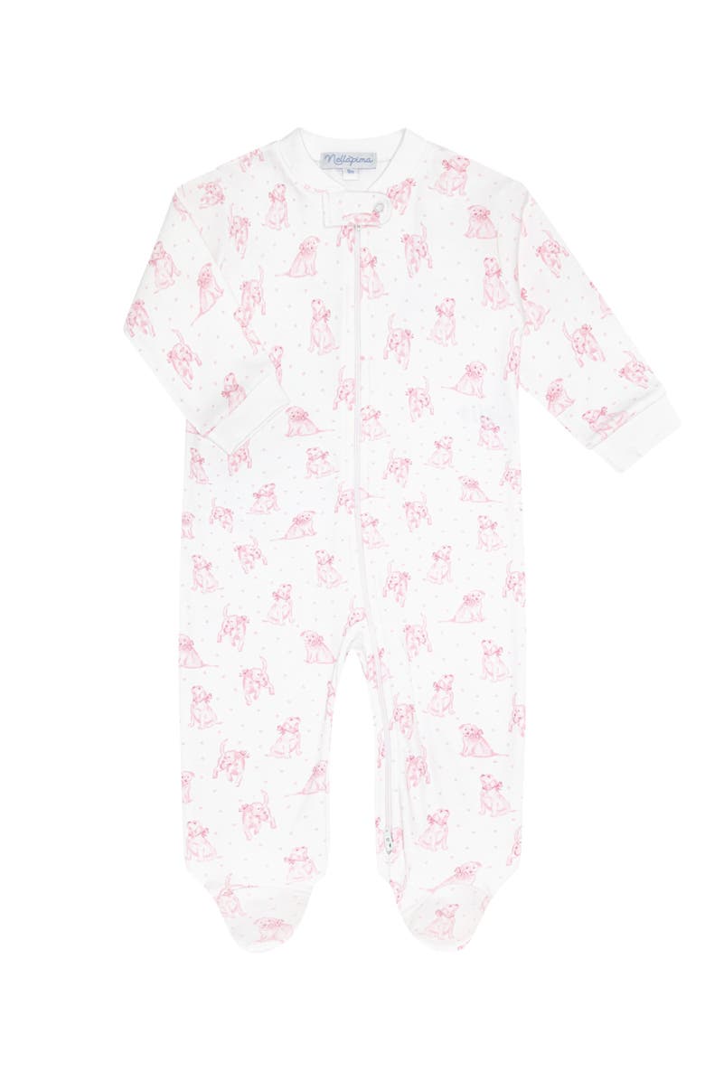 Nellapima Pink Puppy Love Print Zipper Footie - Baby, Main, color, Pink