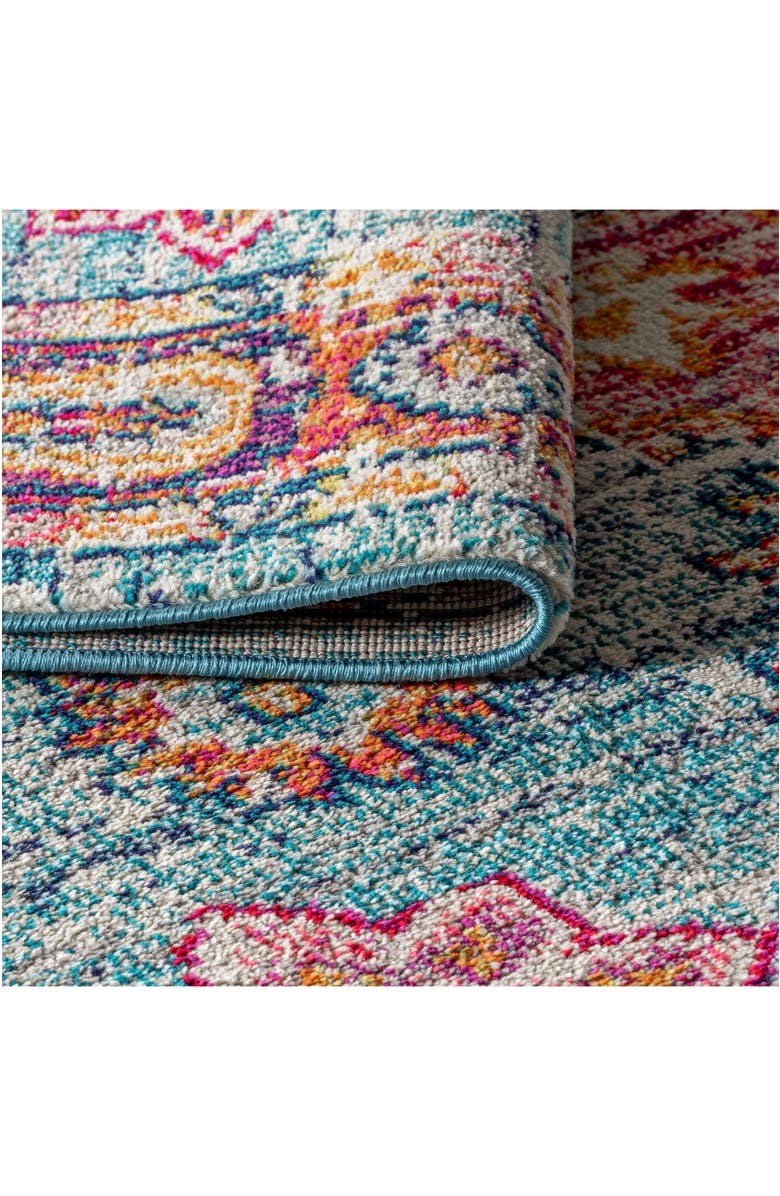 JONATHAN Y Bohemian FLAIR Boho Vintage Medallion Area Rug, Alternate, color, Blue/Red