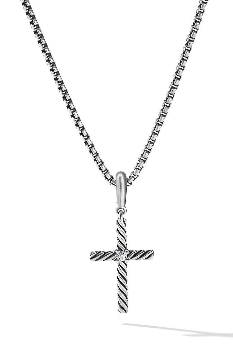 David Yurman Cable Classic Cross Pendant with Diamond, Main, color,