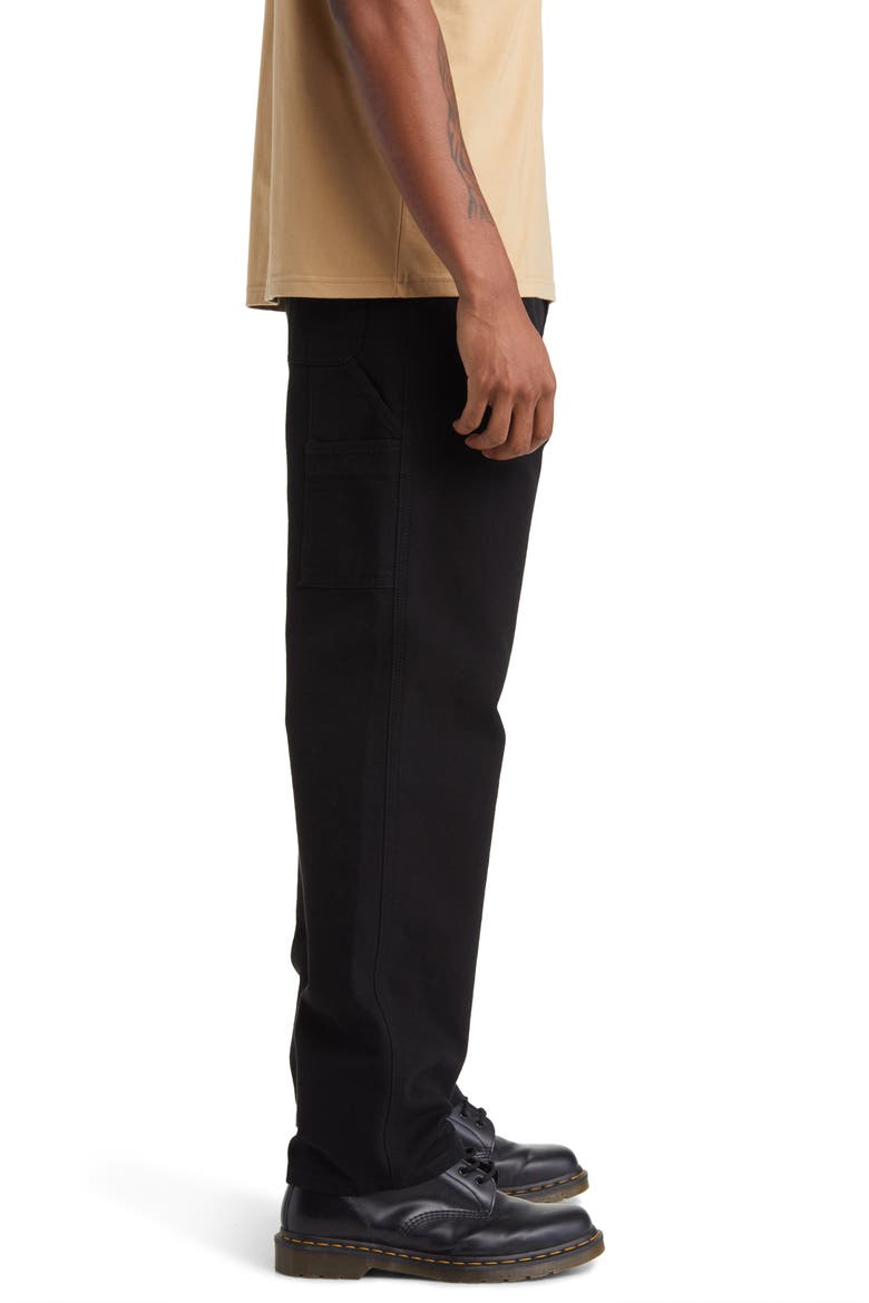 Single Knee Organic Cotton Canvas Straight Leg Pants, Alternate, color, BLACK