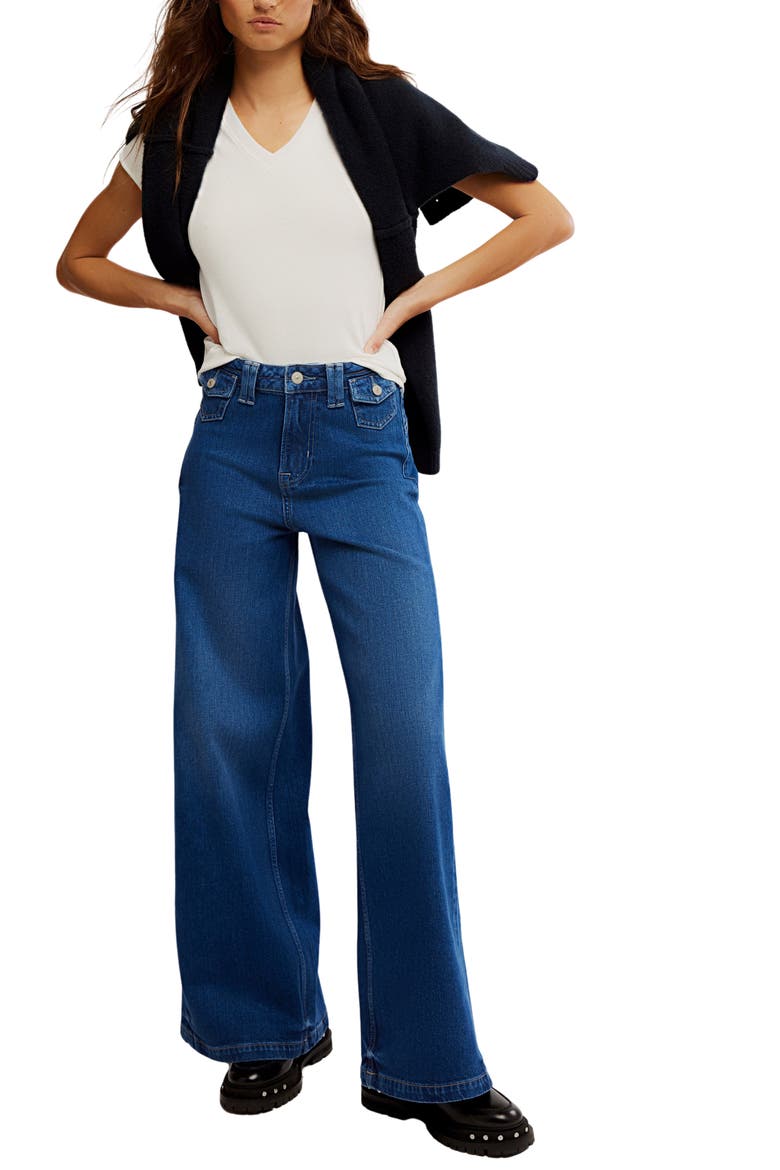 Kellee High Waist Wide Leg Palazzo Jeans, Alternate, color, BLUE NIGHT