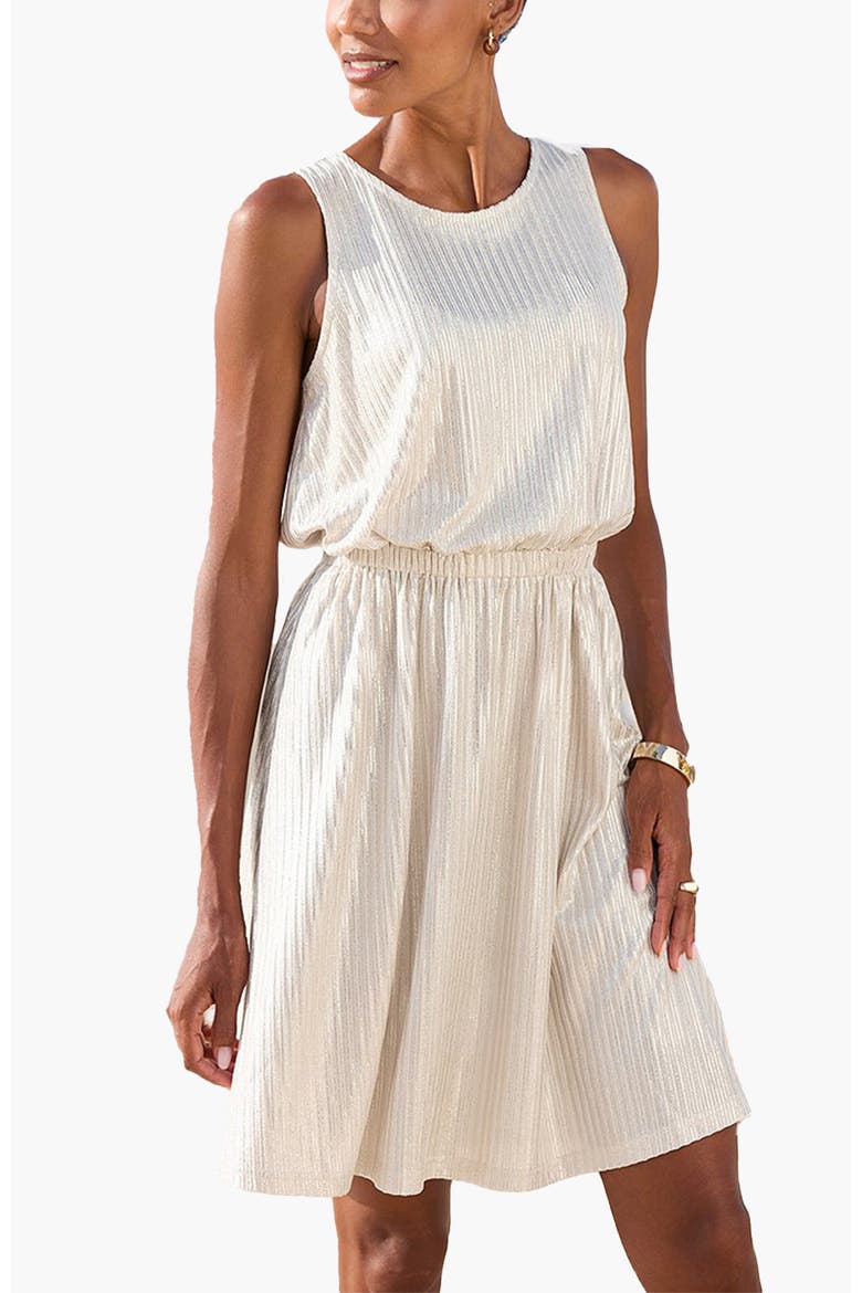 Metallic Sleeveless Dress, Main, color, Beige Gold
