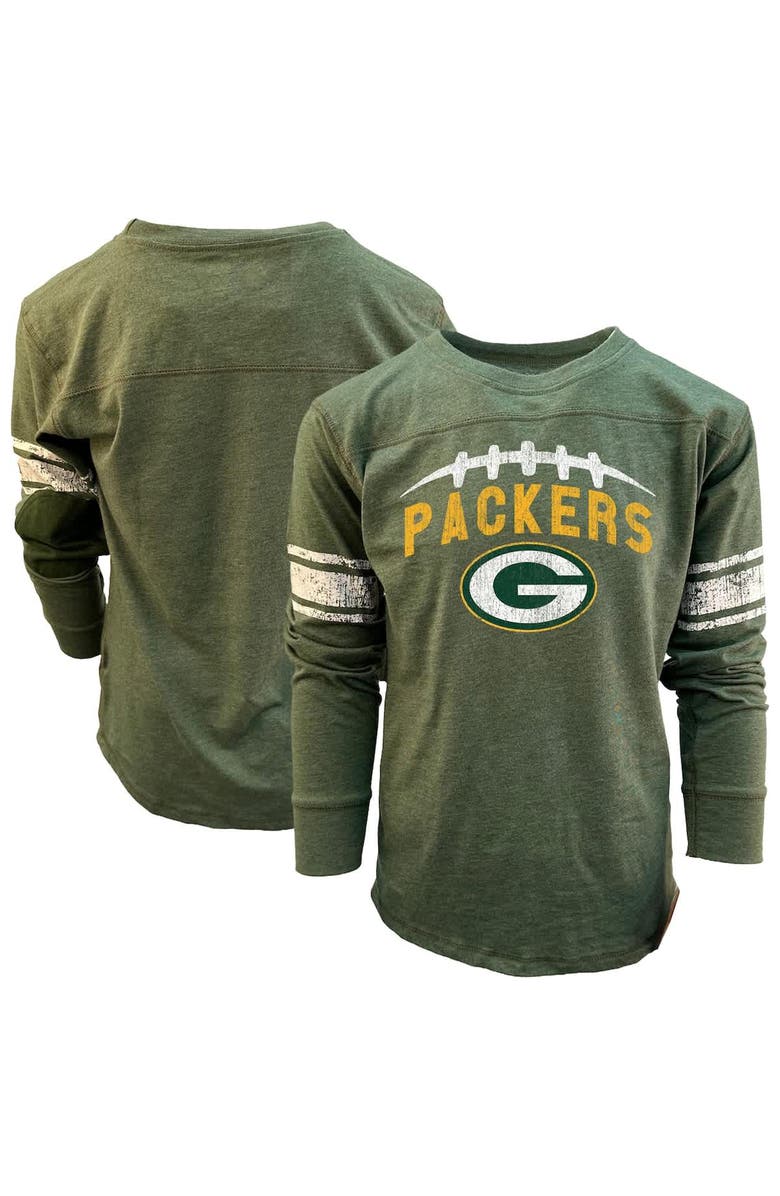 Wes & Willy Youth Wes & Willy Heather Green Green Bay Packers Football Long Sleeve T-Shirt, Alternate, color, 