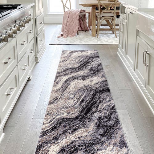 Jonathan Y Kassia Contemporary Glam Abstract Marble Area Rug In Charcoal/cream
