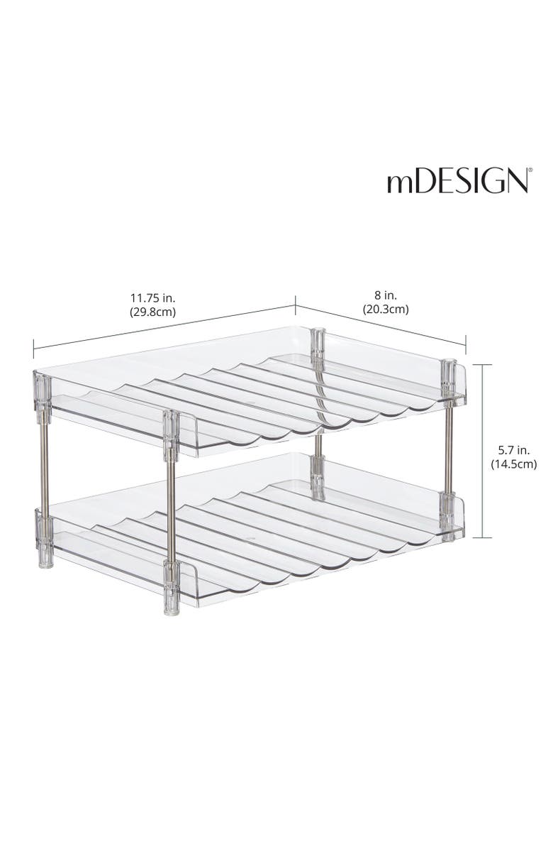 mDesign Free-Stand Stackable 2-Tier Water Bottle Holder, 2 Pack, Alternate, color, Clear/Chrome