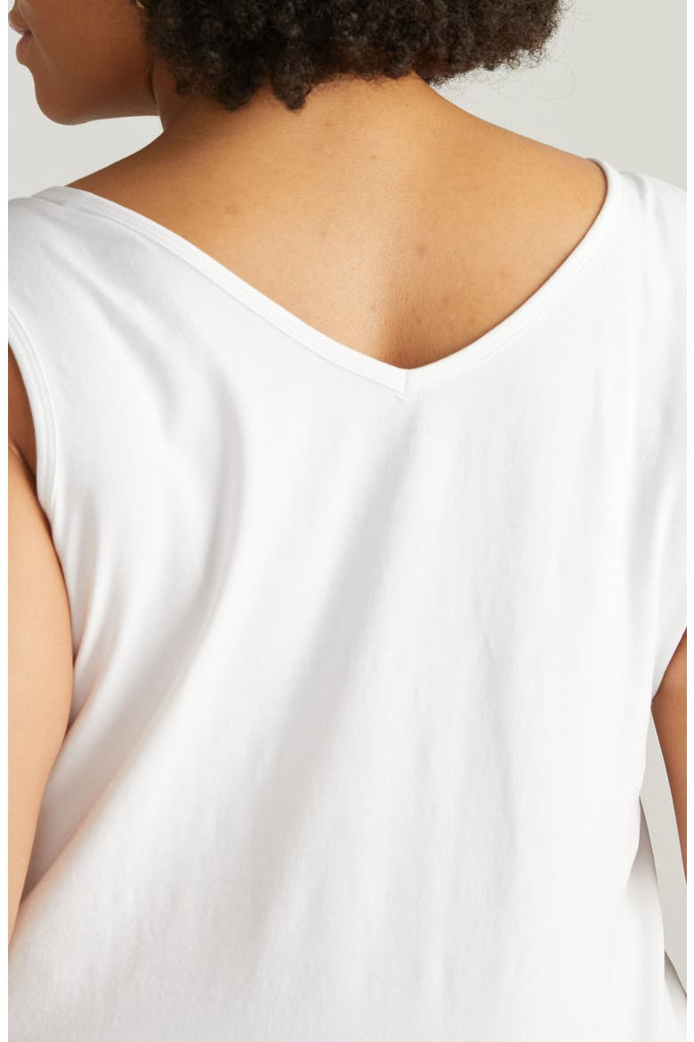 Double V Stretch Cotton Tank, Alternate, color, WHITE