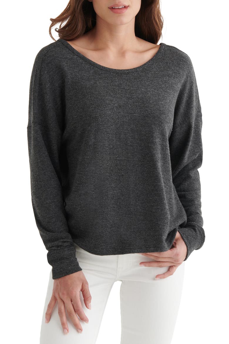 Twist Back Cloud Jersey Top, Main, color, CHARCOAL HEATHER