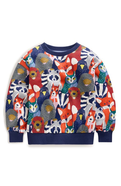 Mini Boden Kids' Print Cotton Sweatshirt in Multi Woodland Friends 