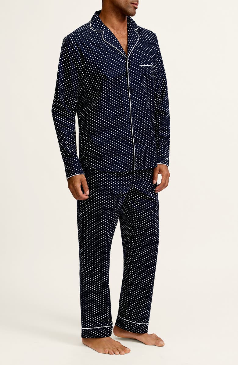 Petite Plume Heart Print Cotton Twill Pajamas, Alternate, color,