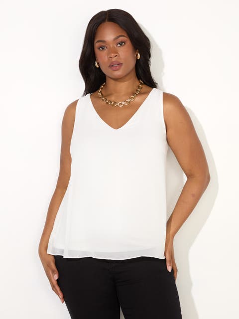 Chiffon V-Neck Swing Vest