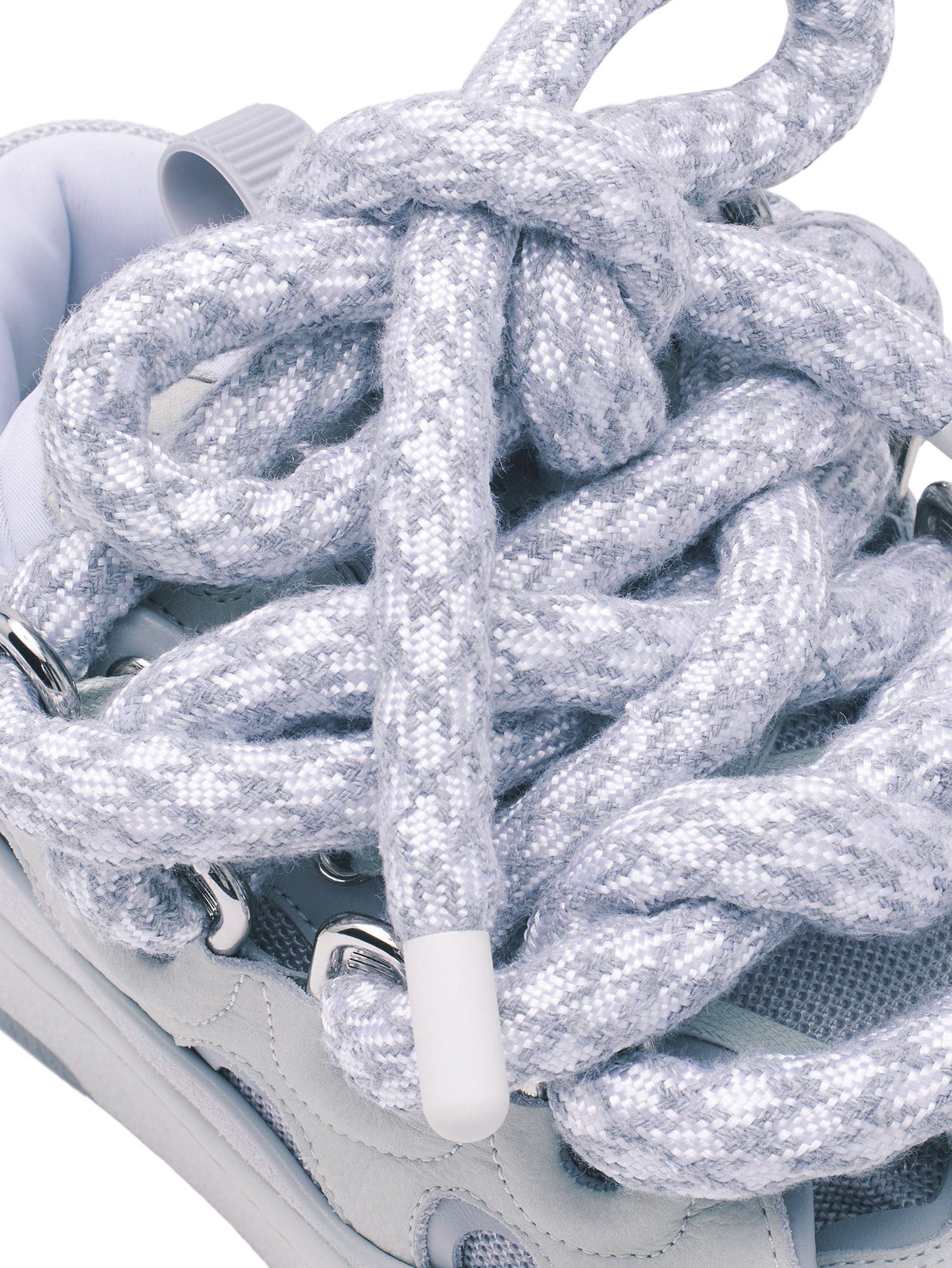 Lanvin CURB SNEAKERS IN LEATHER WITH SNAKE LACES, Alternate, color, White