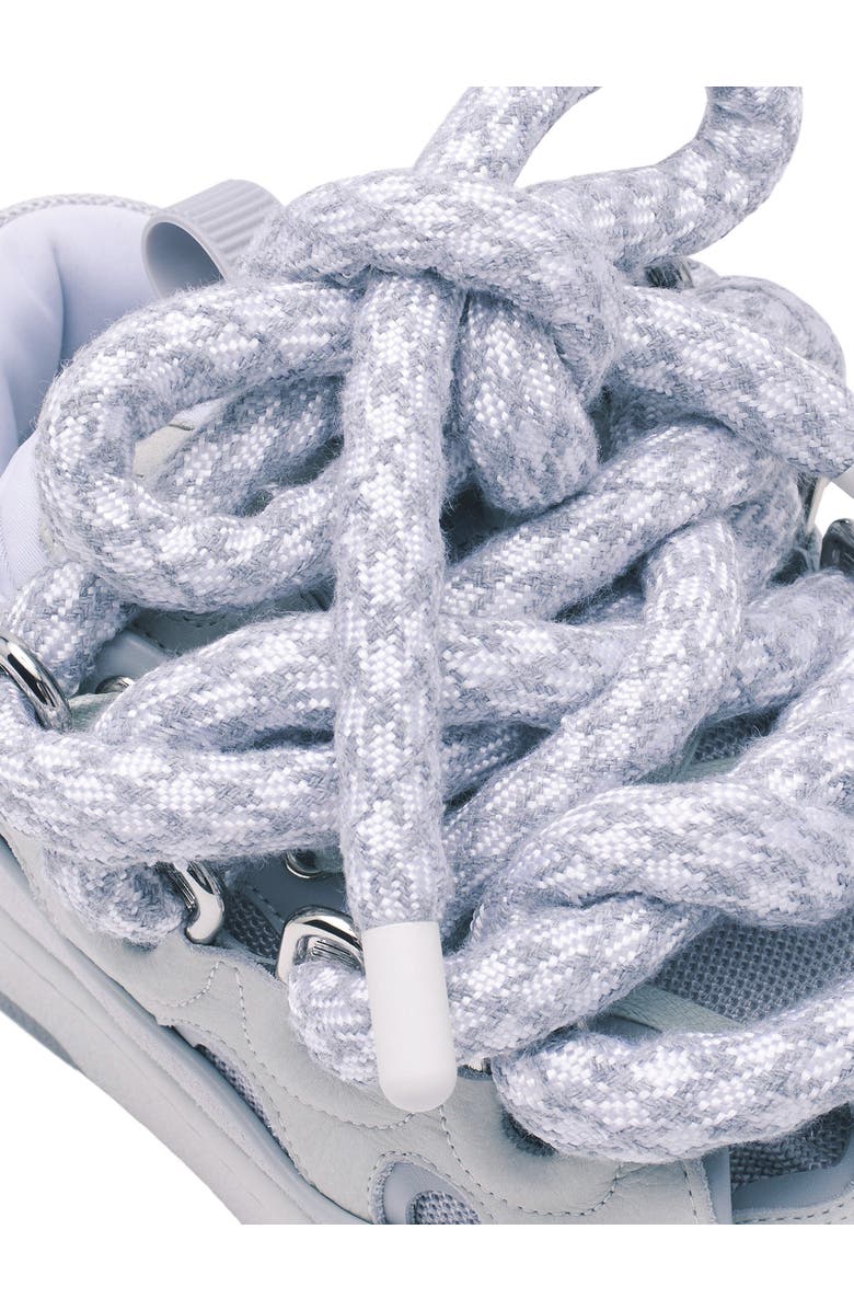 Lanvin CURB SNEAKERS IN LEATHER WITH SNAKE LACES, Alternate, color, White