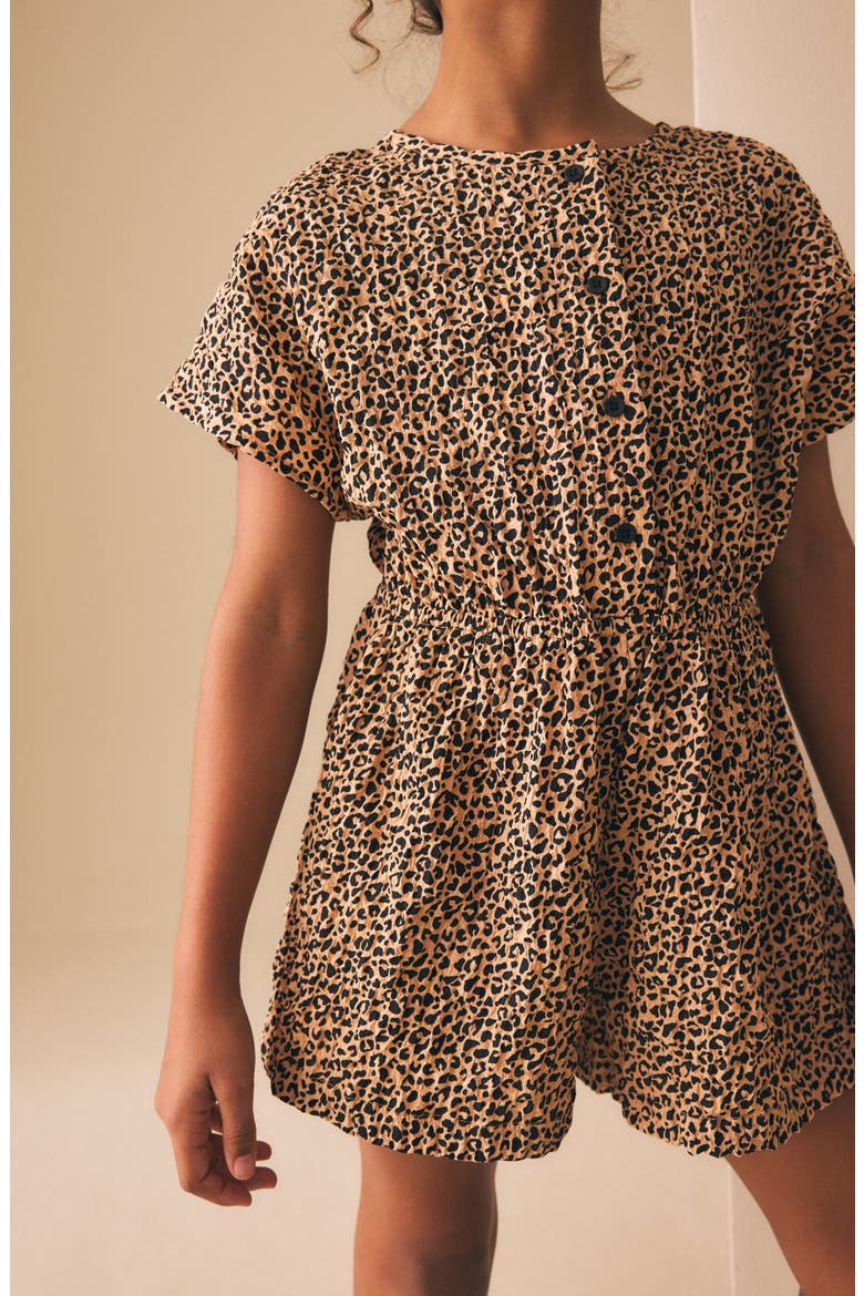 Kids' Animal Print Romper, Alternate, color, BROWN MULTI