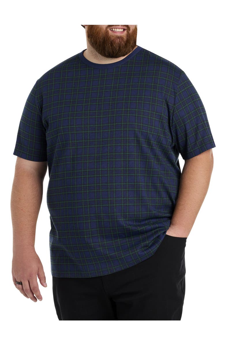 Harbor Bay by DXL Moisture-Wicking Plaid T-Shirt, Main, color, Peacoat Multi