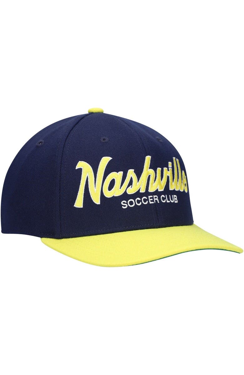 Mitchell & Ness Men's Mitchell & Ness Navy Nashville SC Team Script 2.0 Stretch Snapback Hat, Alternate, color, 