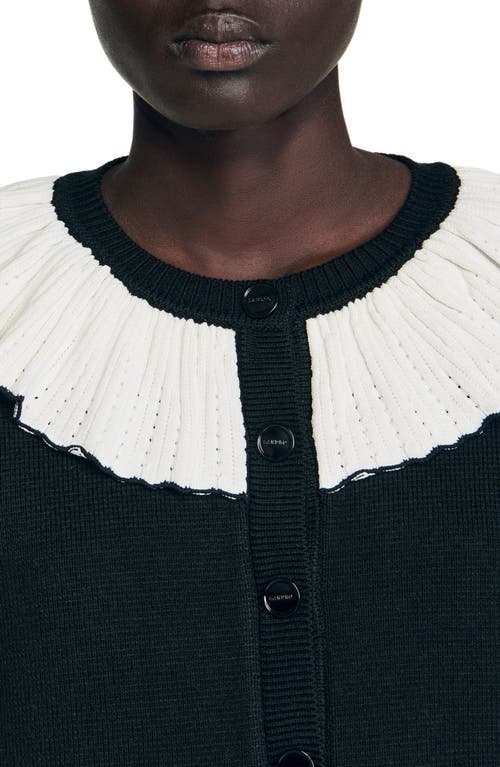 Sandro Cardigan With Contrast Collar In Black