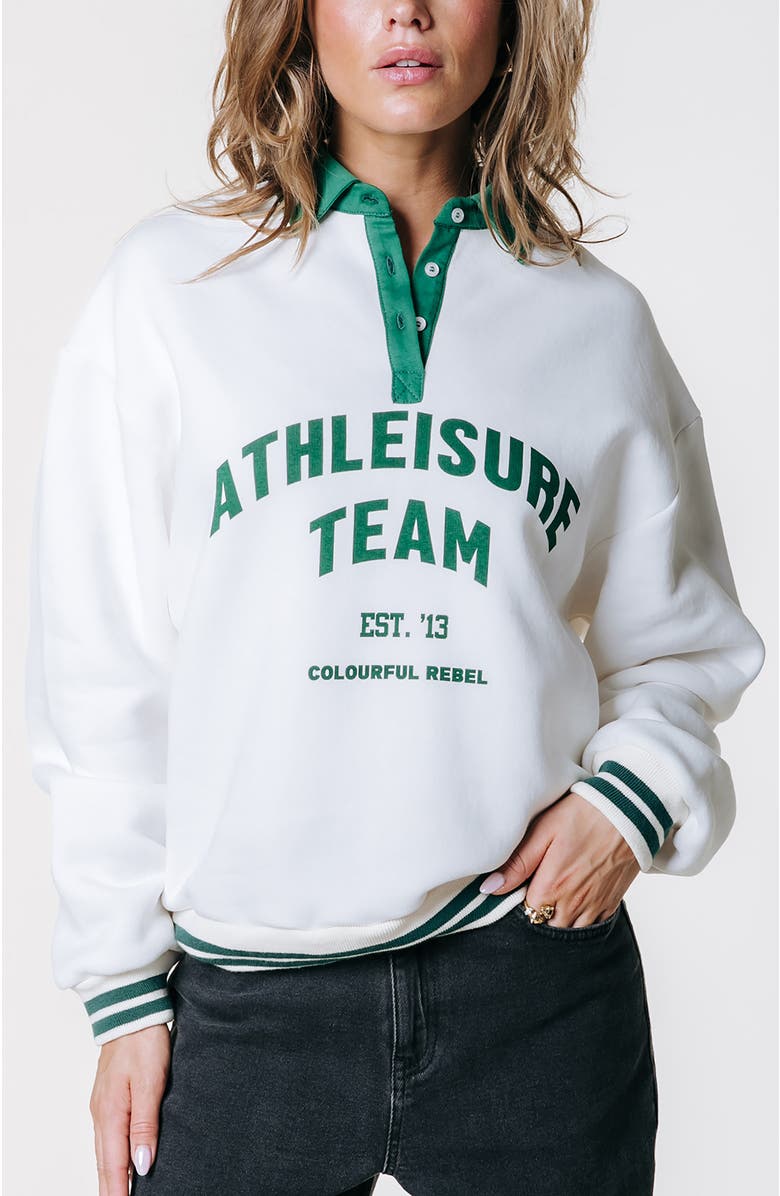 Colourful Rebel Polo Athl. Team Dropped Shoulder Sweat, Main, color, White