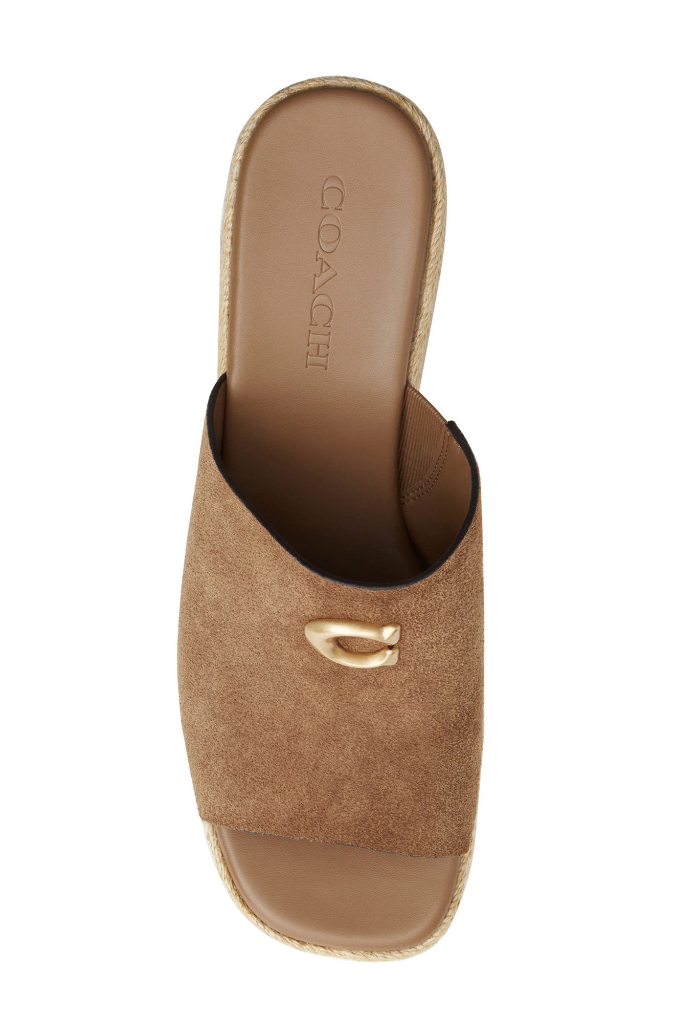 COACH Suede Platform Wedge Sandal, Alternate, color, Coconut