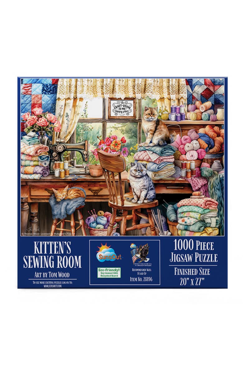 Kittens Sewing Room 1000 piece Jigsaw Puzzle for Adults, Alternate, color, Multicolor