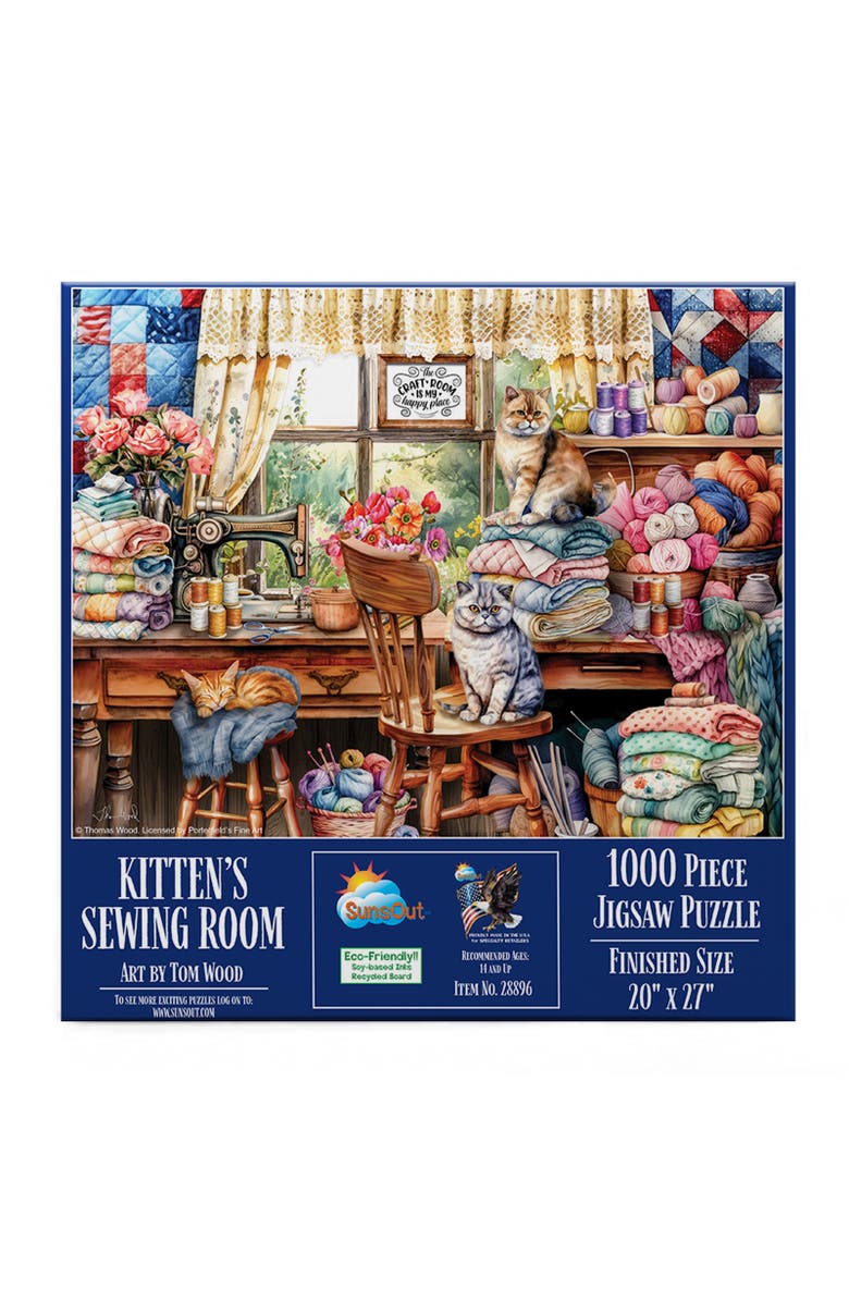 Sunsout Kittens Sewing Room 1000 piece Jigsaw Puzzle for Adults, Alternate, color, Multicolor