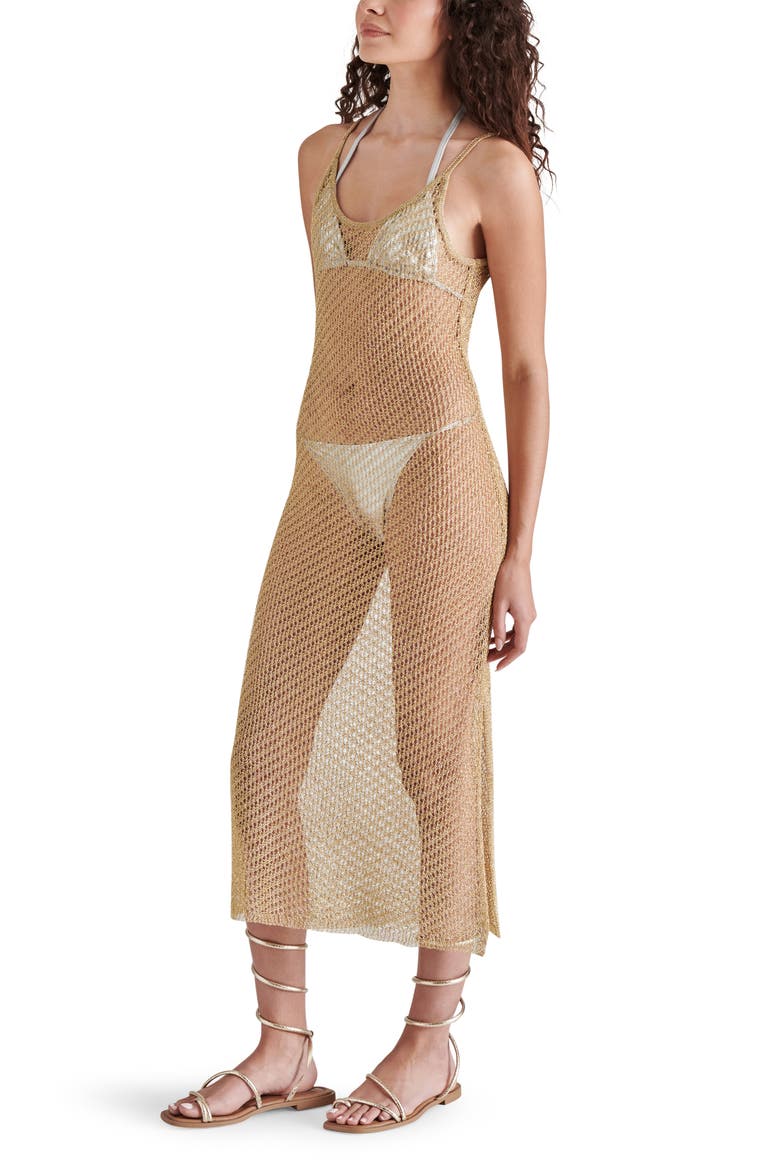 Anisha Sheer Mesh Sleeveless Dress, Alternate, color, GOLD