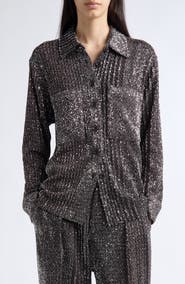 Missoni Sequin Long Sleeve Button Front Shirt