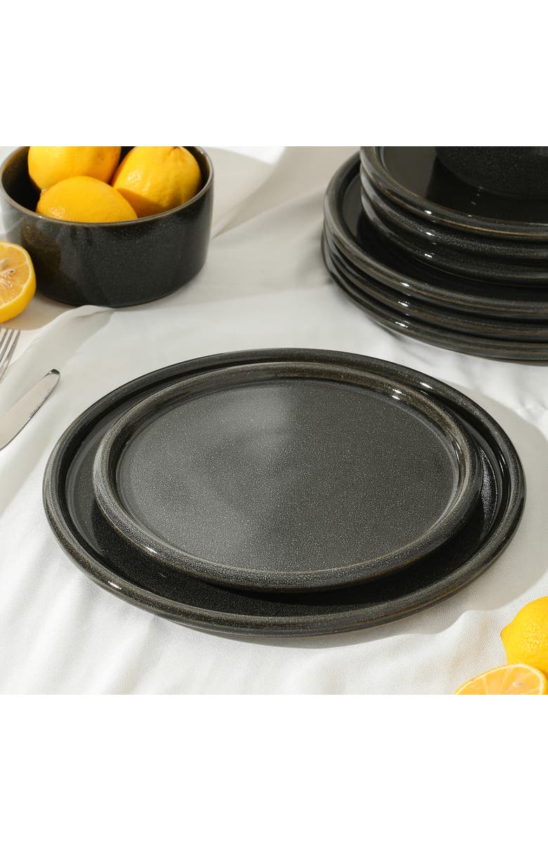 Stone Lain Eden Stoneware 4-Piece Dinner Plate Set, Alternate, color, Charcoal Grey