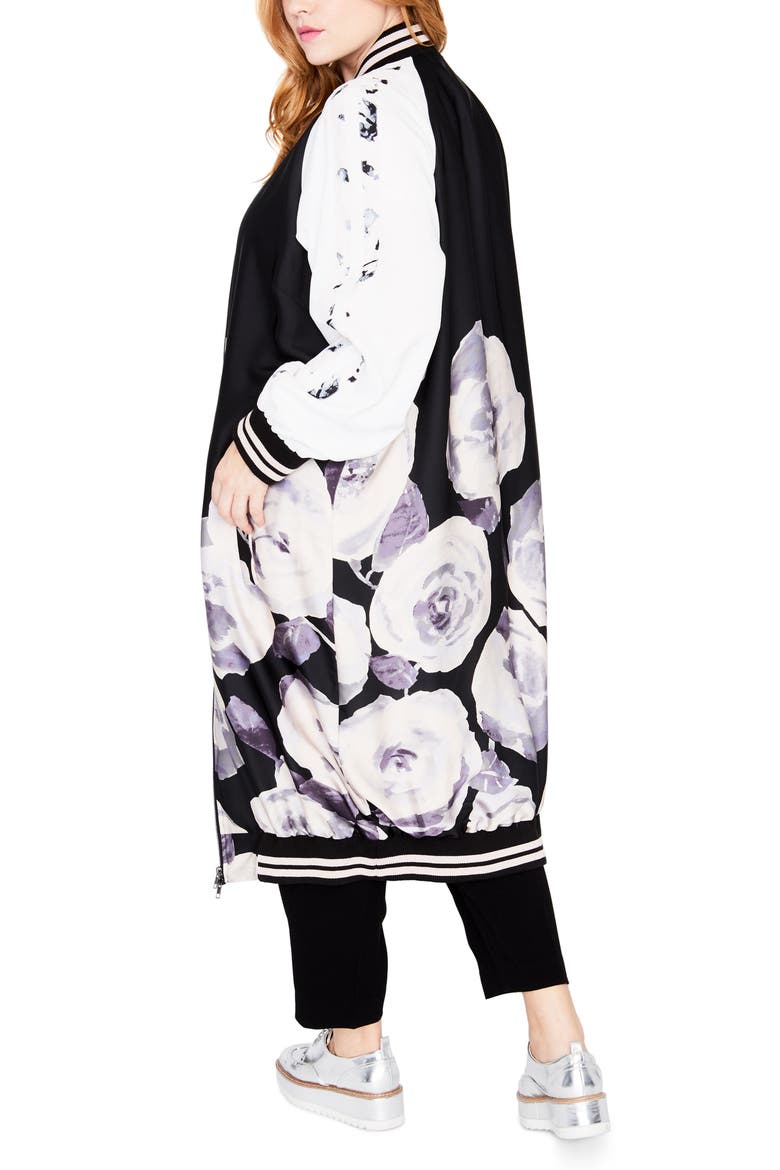 Floral Print Duster Bomber, Alternate, color, ROMANTIC ROSE COMBO