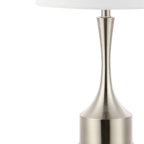 Jonathan Y Cooper 26in Set Of 2 French Country Iron Led Table Lamp With Usb Charging Port In Nickel