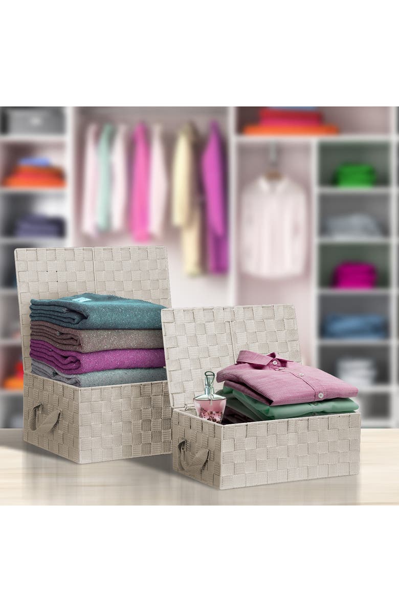 SORBUS Beige Woven Storage Basket - Set of 3, Alternate, color, Beige