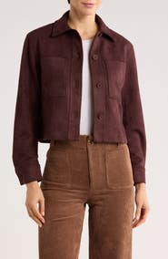 T Tahari Crop Faux Suede Jacket