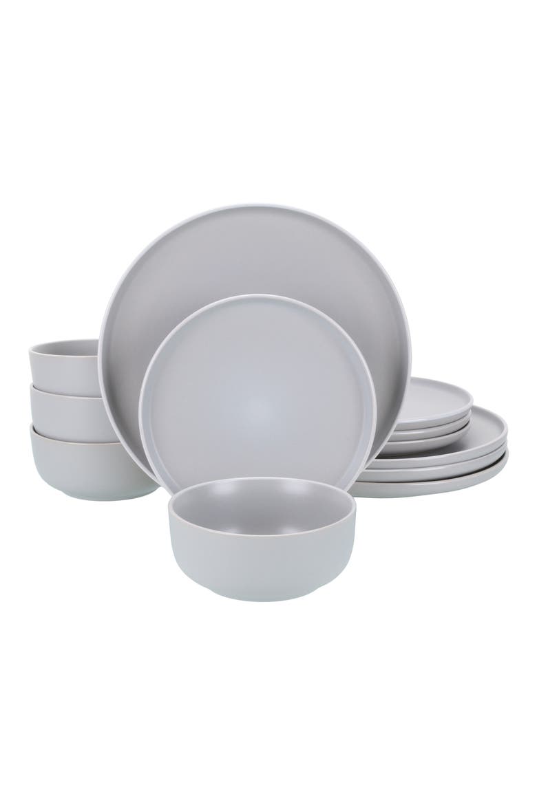 12-Piece Temp Stoneware Dinnerware Set, Main, color, STONE