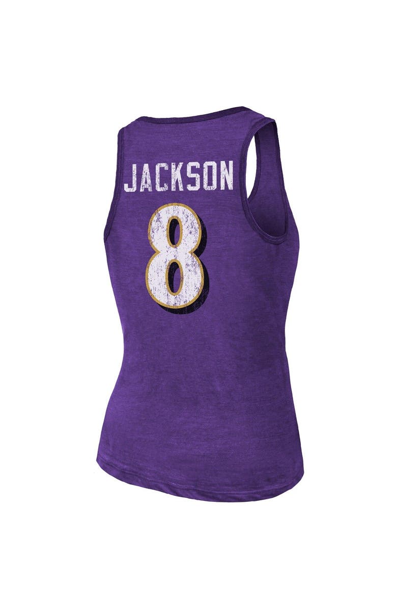 Majestic Threads Women's Majestic Threads Heathered Purple Baltimore Ravens Name & Number Tri-Blend Tank Top, Alternate, color, 