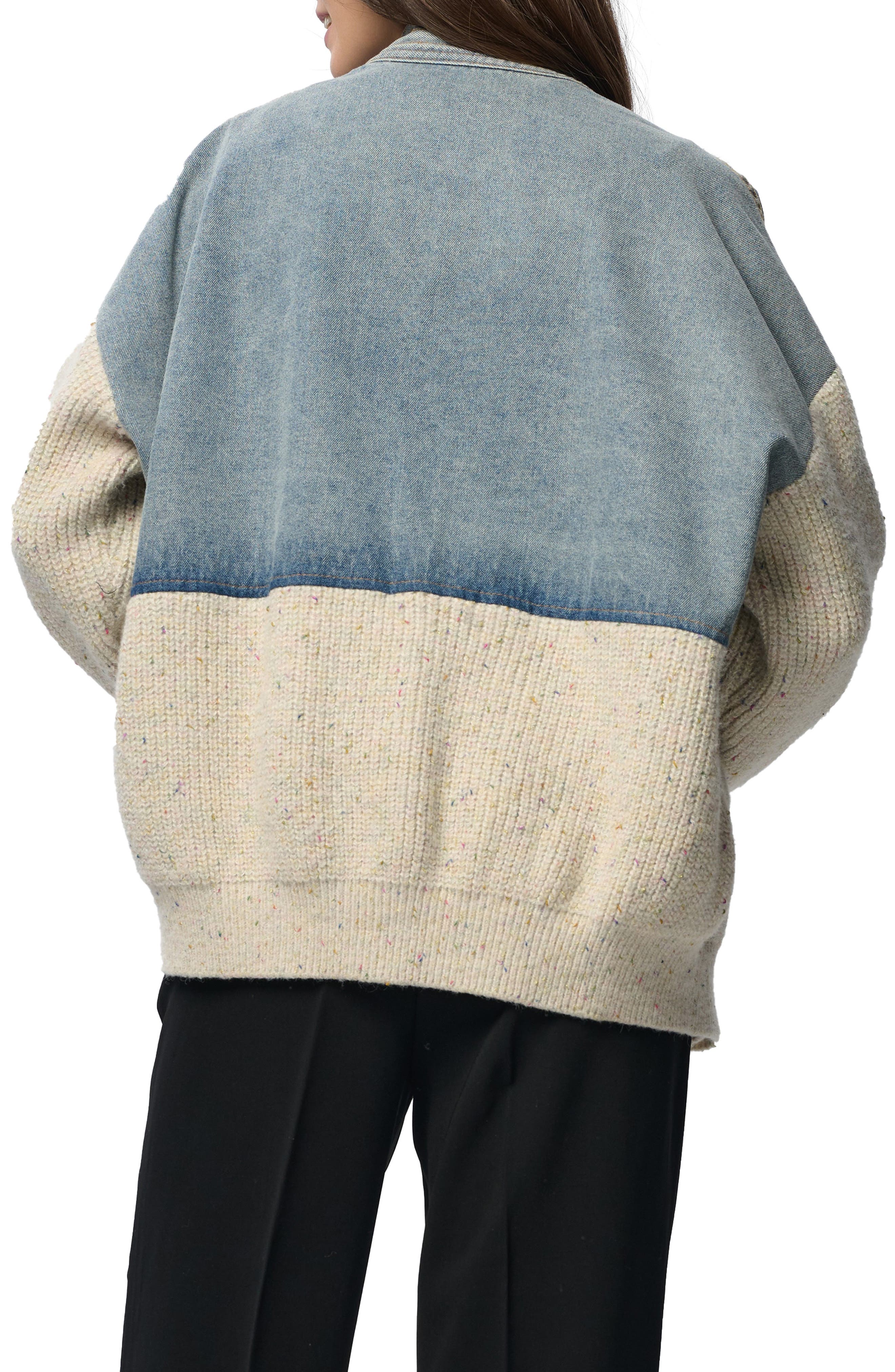 SAACHI Mixed Media Open Front Cardigan Jakcet (Women) | Nordstromrack