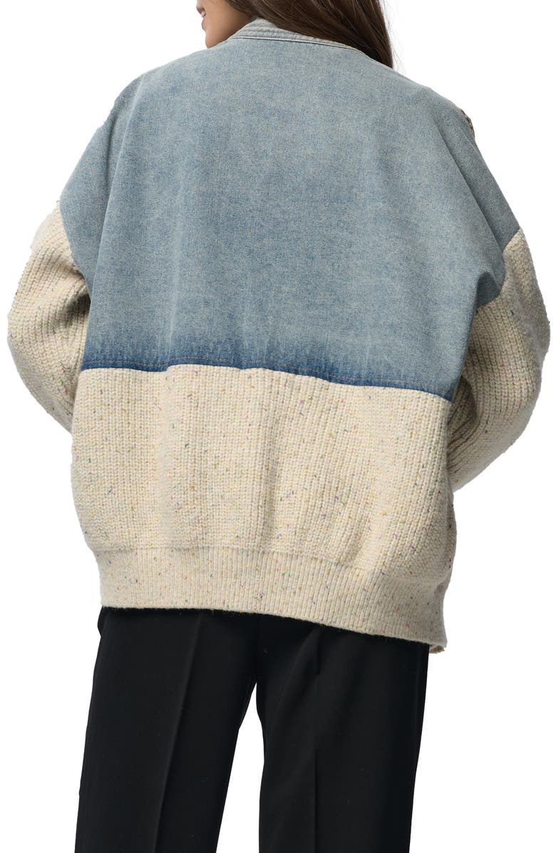 SAACHI Mixed Media Open Front Cardigan Jakcet, Alternate, color, Denim