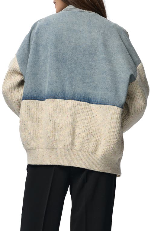 Saachi Mixed Media Open Front Cardigan Jakcet In Multi