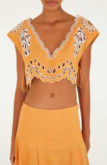Embroidered Eyelet Crop Top