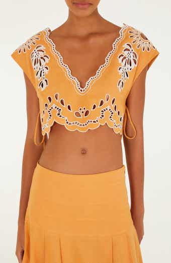 Embroidered Eyelet Crop Top