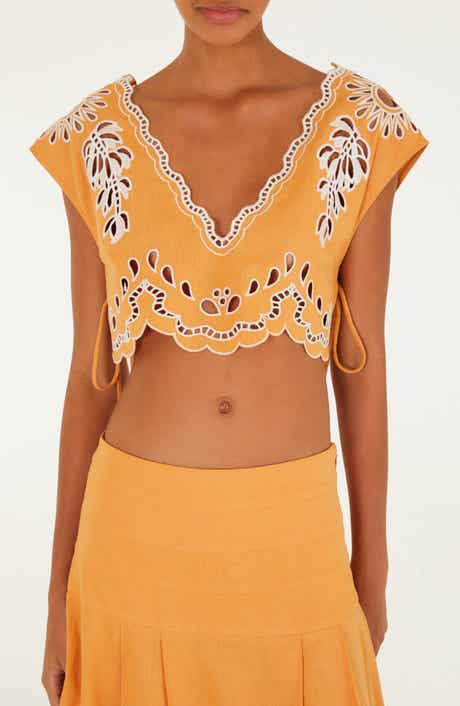 Embroidered Eyelet Crop Top