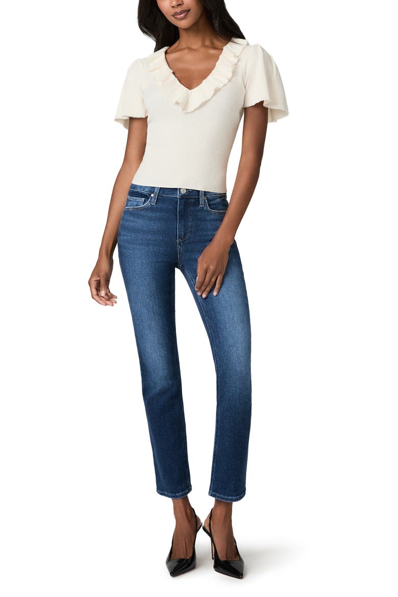 Inaya Ruffle V-Neck Top, Alternate, color, IVORY
