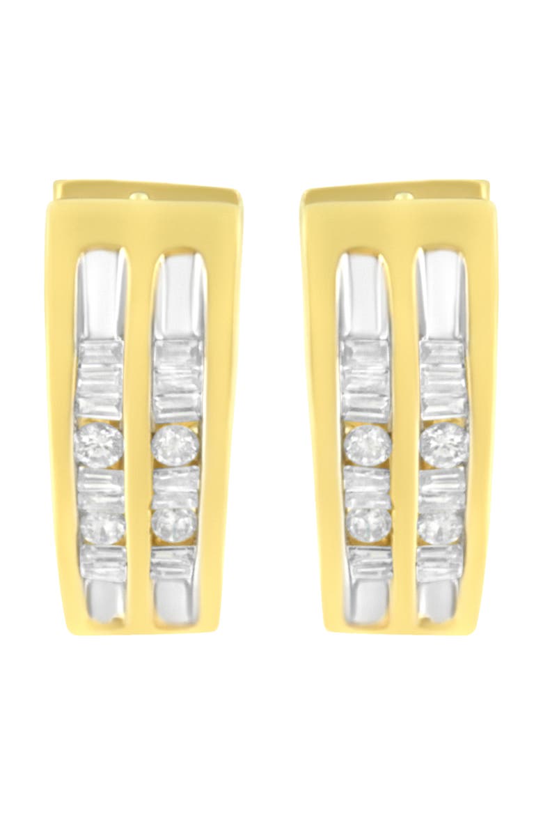 10K Yellow Gold 1/2 Ct Diamond Huggy Heart Hoop Earrings, Alternate, color, Yellow