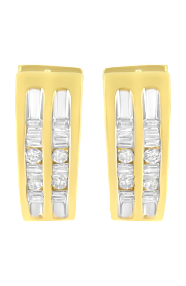 Haus of Brilliance 10K Yellow Gold 1/2 Ct Diamond Huggy Heart Hoop Earrings, Alternate, color, Yellow