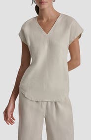 DKNY V-Neck Linen Top