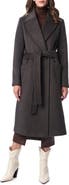Bernardo Belted Wool Blend Longline Coat