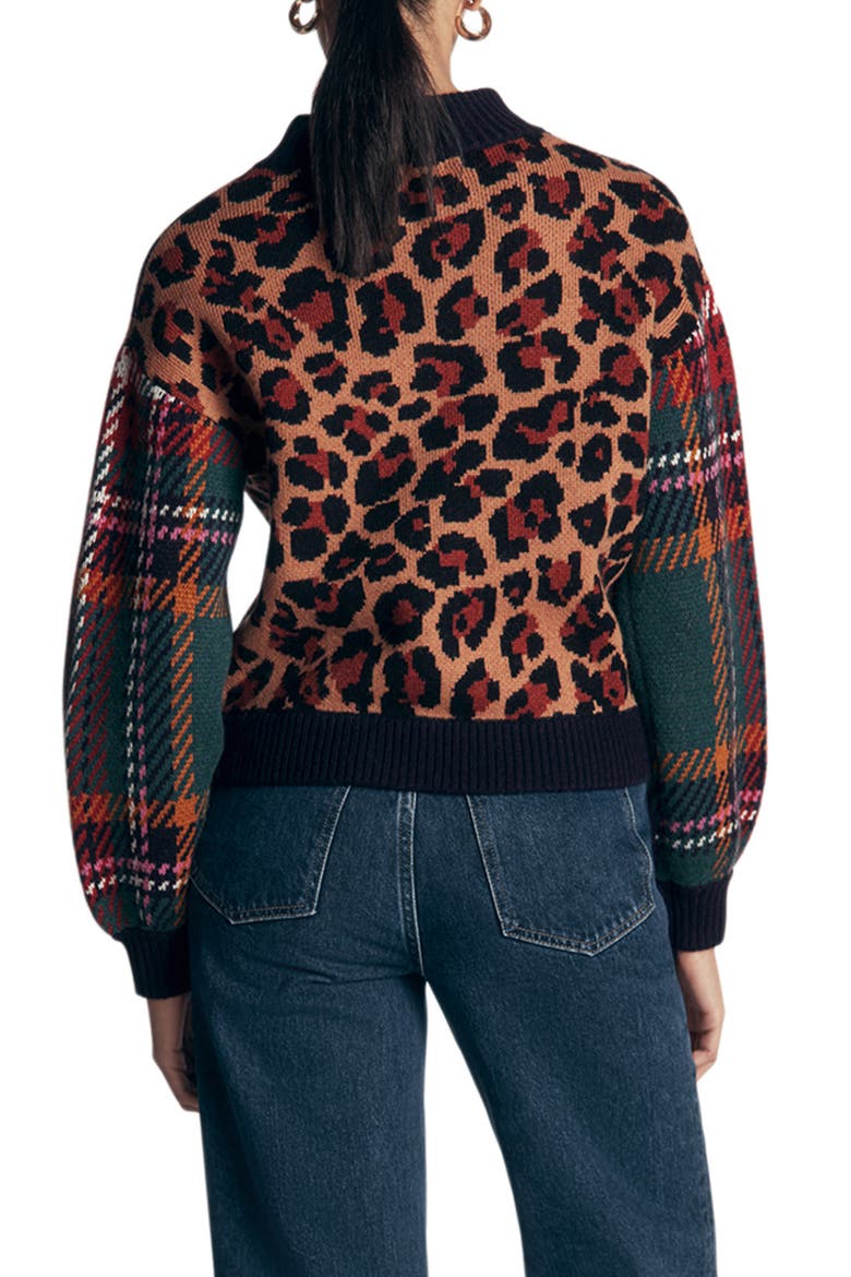 Jemma Jacquard Cardigan, Alternate, color, LEOPARD HOTCH