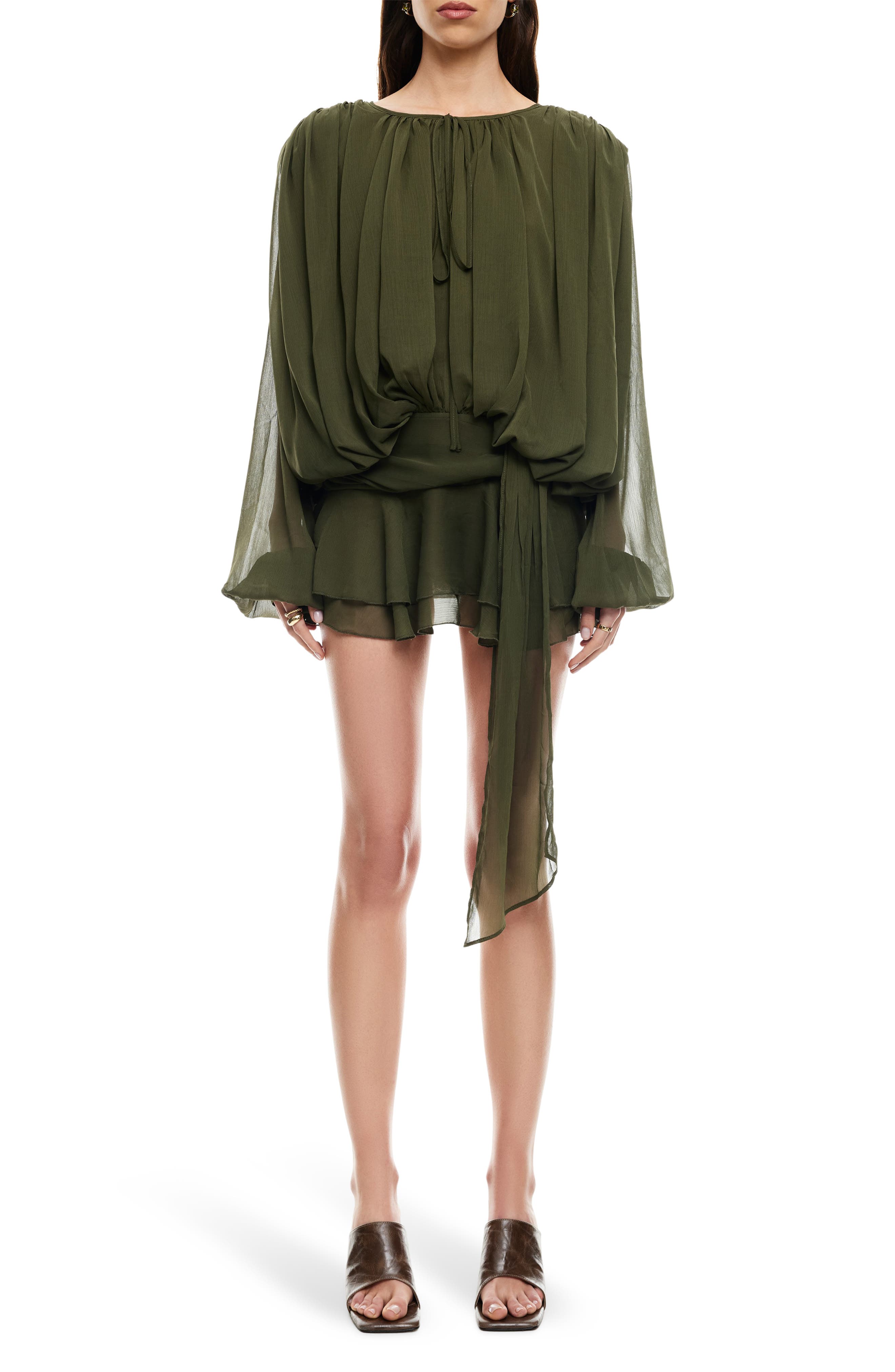 Elements Long Sleeve Chiffon Minidress - image 3
