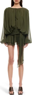LIONESS Elements Long Sleeve Chiffon Minidress