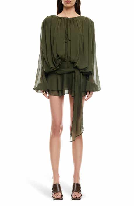 Elements Long Sleeve Chiffon Minidress