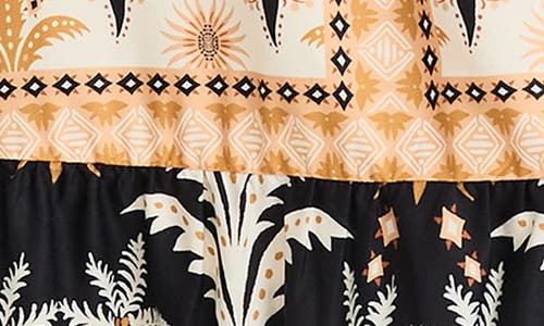 The Good Journey Caravan Palms Mixed Print Midi Dress In Multi