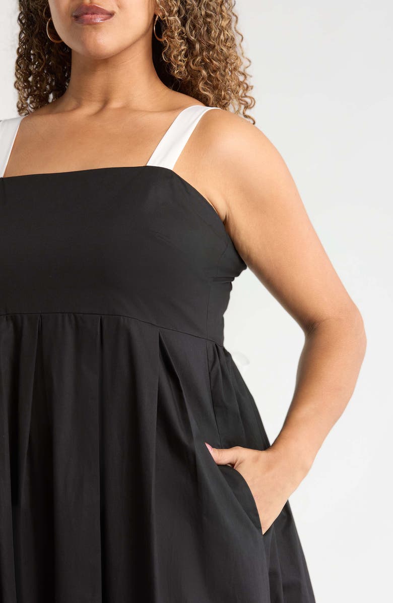 SUGARLIPS Roxy Smock Back Pleated Maxi Dress, Alternate, color, Black-White